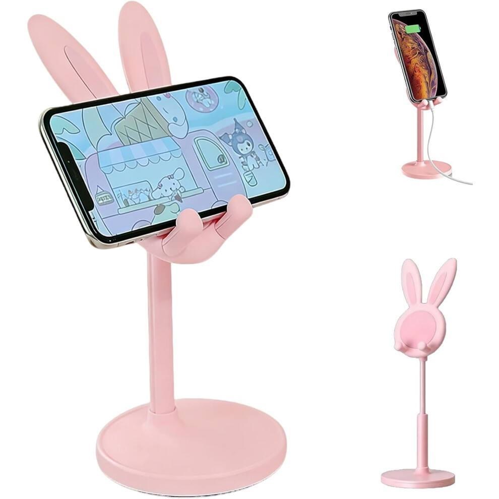 Adjustable Bunny Phone Stand Â Anti-Slip, Charging-Friendly, Height & Angle Adjustable For Phones & Tablets Pink 9101399518273