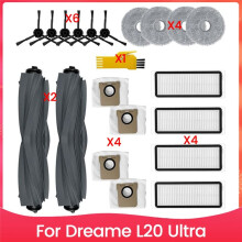 Kit D'Accessoires de Rechange pour L20 Ultra Aspirateur Robot : Brosse Principale, Côté, Filtres HPEA, Chiffons, Sacs à Poussière.