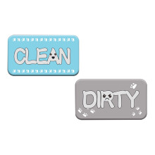 Double-Sided Dishwasher Magnet Sign (3.5x2") – Clean/Dirty Flip Sticker for Fridge, Synthetic Paper & Rubber, Easy Install