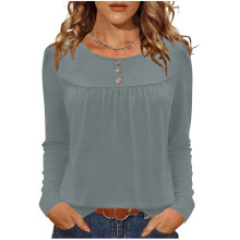 Women's Casual Pullover Top Round Neck Three-Quarter Sleeve