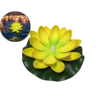 Lotus Lamp Decorations, Led Waterproof Flameless Lotus Tea Lights with Water Lily Pad, Waterproof Floating Lotus Light for Home Garden Pond