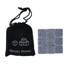 Whiskey Stones Gift Set – Reusable Chilling Stones Compatible with Whiskey, Liquor & Cocktails, Includes Velvet Pouch