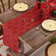 White Gold Snowflake Christmas Table Runner, 11x70in, Indoor/Outdoor Holiday Decor – Compatible with Xmas Themes