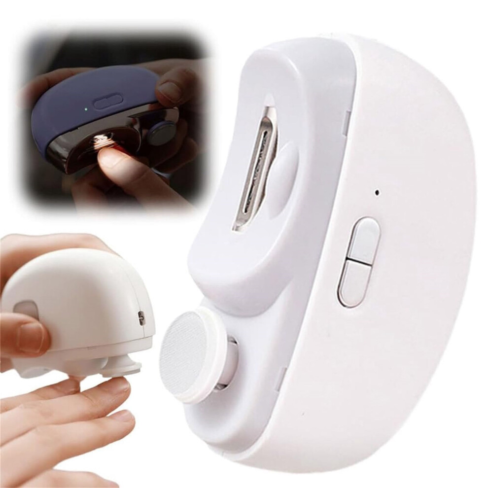 White Electric Smart Nail Clipper For Thick Nails, Usb Rechargeable, Portable, Â Compatible With Seniors & Adults