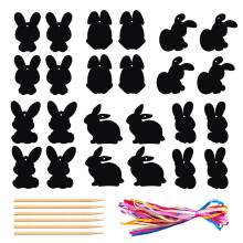 Easter Bunny Scratch Cards Set for Kids – DIY Craft Kit, Basket Stuffer, Egg Decor, Party Supply, Classroom Decor (Compatible with Easter