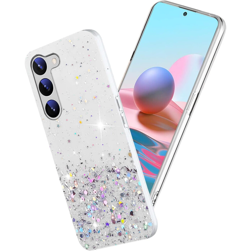 Clear Glitter Silicone Case Compatible With Samsung S23 Plus – Sparkle Shockproof, Thin Pink 9426043746346