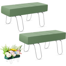 Triani 2Pcs Artificial Headstone Flower Saddles, 11.81", with Floral Foam, Compatible with Standard Grave Markers