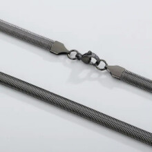 3/4/5/6/8 mm Neue modische flache Schlangenkette aus 316L Edelstahl für Damen und Herren – Schwarz – 3 mm – 20 Zoll oder 50 cm