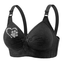 Sports Bras For Women Comfortable V-Neck No Underwire Bra Push Up Adjustable Strap Breathable Soft Bras Valentine's Day Black S