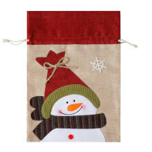 Grands sacs cadeaux de Noël en toile de jute, sacs réutilisables style ferme à motif flocon de neige pour emballer des friandises et des cadeaux