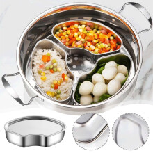 Stainless Steel Food Box Tray - Multipurpose Divided Steaming Basket, Fan Shaped Cookware with Lid for Seafood and Vegetables