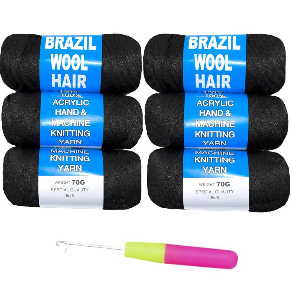 Unisex Brazilian Wool Acrylic Yarn For Crochet Hair, Braids & Faux Locs Â Soft Synthetic Hair Extension