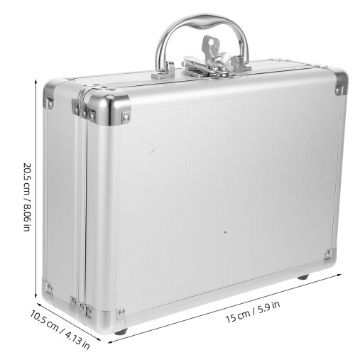 Aluminum Briefcase with Lock Silver for Daily Use Storage 1Pack 1
