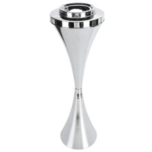 Premium Iron Floor‑Standing Ashtray with Self‑Cleaning Lid – Stylish Outdoor & Indoor Decor, Silver