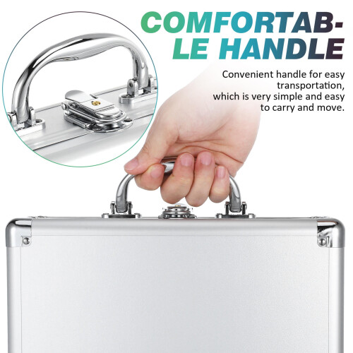 Aluminum Briefcase with Lock Silver for Daily Use Storage 1Pack 2