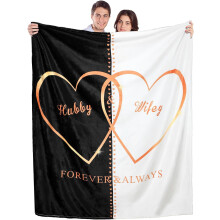 Black & White Throw Blanket – Wedding, Anniversary, Valentine's, Christmas Gift for Couples (30"x40") – Compatible with Hubby & Wifey