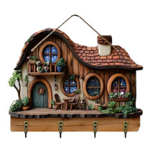 Decorative Wall Hooks Wooden Cottage Key Hangers Entryway Organizer for Home Living Room Hallway Durable Storage Solution