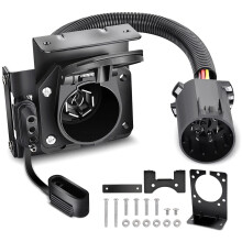 Heavy Duty Trailer Adapter Black Plastic Metal for Ford Toyota SUV 7 Way RV Plug 4 Flat Outlet Connection