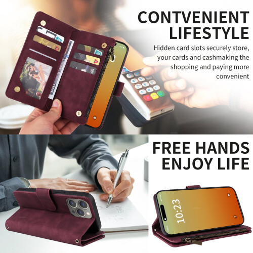 Θήκη πορτοφολιού για iPhone16Plus – Τσάντα τηλεφώνου crossbody με θήκη καρτών, μαλακή 1