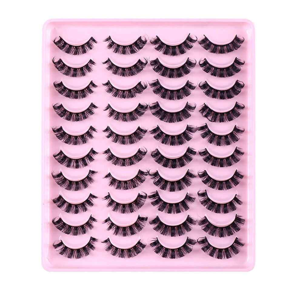 20 Pairs Natural Synthetic Russian Curl False Eyelashes | Volumizing Thick Lashes with Natural Curling Effect, Compatible with Russian Curl