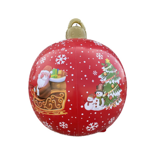 Boule de Noël gonflable rouge Honeeladyy 24 pouces avec éclairage LED 2