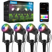 Spotlight Outdoor Smart Low Voltage Landscape Lights, 4 Pack IP65 Waterproof RGBW Spotlights for Yard/Garden – Compatible with Tools & Hardware