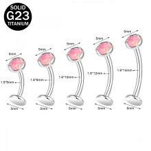 1 Piece Opal Belly Button Ring 14G Titanium Navel Barbell Piercing Body Jewelry-Pink-14mm