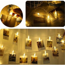 Guirnalda de fotos de 4 metros (13,12 pies) en blanco cálido con 40 luces LED LED a pilas, ideal para colgar fotos en interiores, bodas y