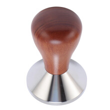 Tasseur à café en acier inoxydable de 51 mm avec manche ergonomique en bois – Base filetée facile à nettoyer pour la préparation du café à
