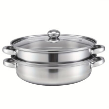 11" Stainless Steel Stock Pot with Steamer Lid – 3-Ply, Induction-Compatible – Easy-Clean, Sturdy Handles