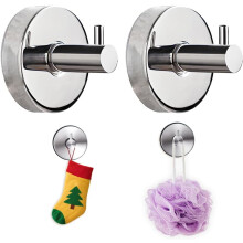 Suction Cup Hooks for Wreaths on Glass, Wreath Hanger for Front Door, Hanging Towels Suctions Cups Hooks for Showers Home Kitchen (2, Light Color)