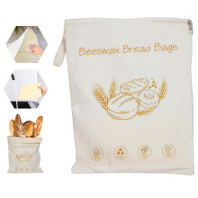 Bolsas de algodón reutilizables para pan con cremallera, paquete de 2 bolsas para masa madre, recubiertas de cera de abeja natural, 33 x 43 cm,