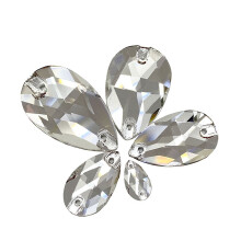 Strass de cristal de vidro em formato de gota com base plana para vestuário, 10,5 x 18 mm, pacote com 20 unidades, ideal para costurar em roupas e