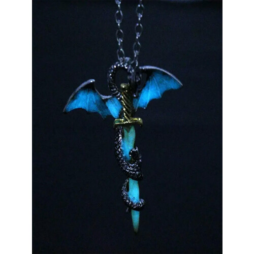 Κολιέ με στολίδι Western Dragon Charm Glow in the Dark για άνδρες, κοσμήματα για άνδρες - 1