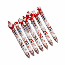 Christmas Ballpoint Pen, 6-Color Retractable, Cute Cartoon Design, Creative Gift for Office, Birthday & Holiday – Compatible with Standard Refills