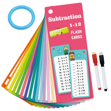 15 Piece Reusable Math Subtraction Flashcards Erasable Durable Learning Tool for Early Childhood Education School and Home Practice 15PCS