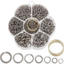 1255 Pcs 304 Stainless Steel Open Jump Rings (7 Sizes) – O-Ring Connectors for Keychains, Bracelets, Charms, DIY Jewelry Crafting