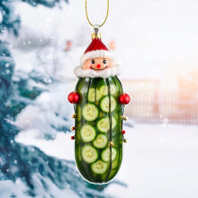 Green Acrylic Pickle Ornament Cucumber Pendant with Lanyard