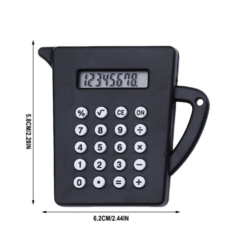 Mini Kettle-Shaped Chain Calculator, 8-Digit LCD, Candy Color Pocket & Keyring Decor – Compatible with Home/Office Basic Calculators