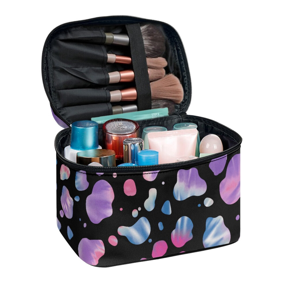 Multipurpose Cosmetic Bag Polyester Makeup Bag Travel Toiletry Bag Camping Pinkish-Purple Texture Gifts for Mom