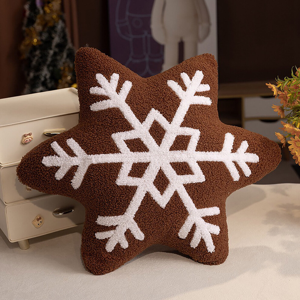 3D Snowflake Christmas Throw Pillow Winter Plush Decor