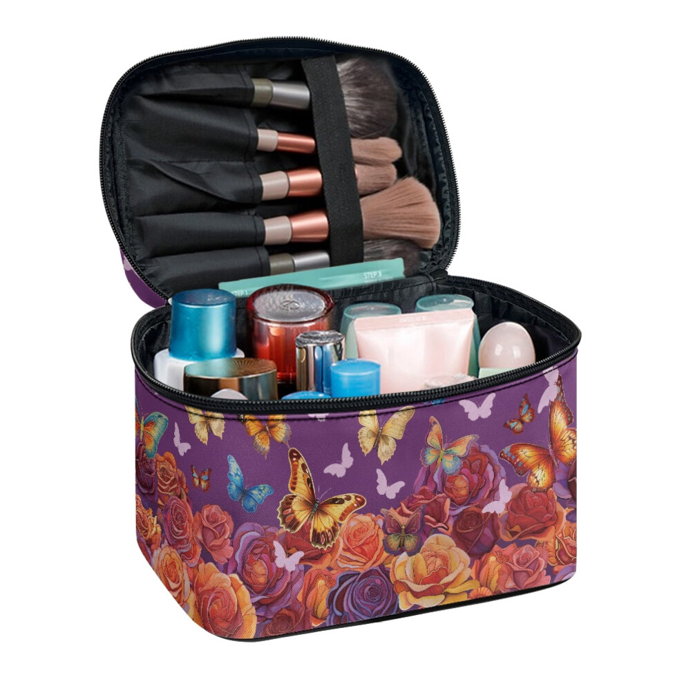 Makeup Brush Bag with Brush Slots Double Zip Light