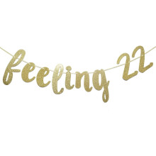 Feeling22Csillámos transzparens, 22. születésnapi transzparens, 22. születésnapi dekoráció (arany)