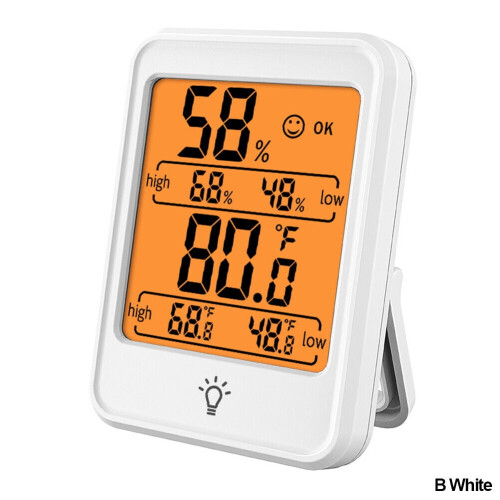 Digital LCD Thermometer Hygrometer Indoor Room Temperature Humidity Meter Sensor-B White Backlight