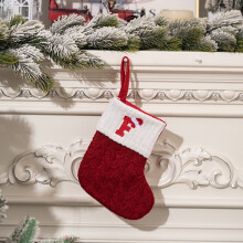 Personalized Christmas Stockings 7.7" with Embroidered Initials, Red Knit & White Plush Cuff – Monogram Xmas Decor