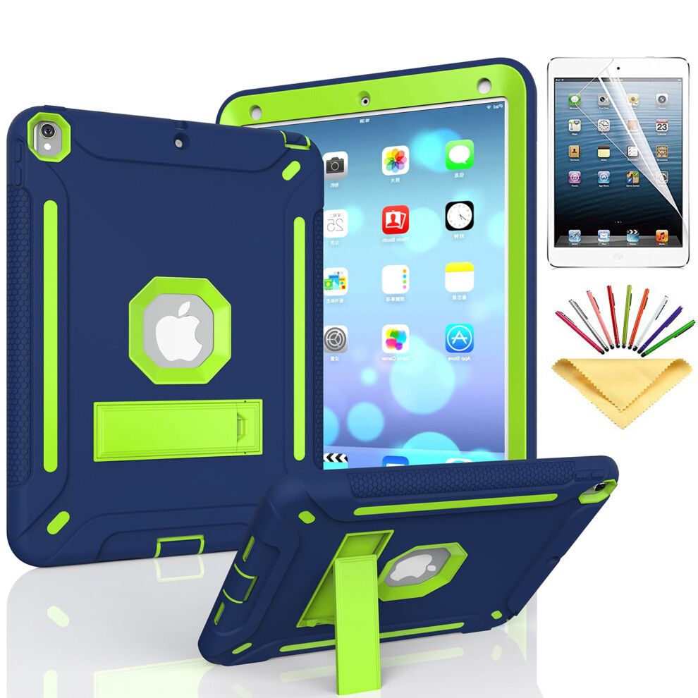 Compatible With Ipad Pro 9.7 Case: Soft Screen Protector, 3-Layer Shockproof Cover W/ Kickstand (A1673/A1674/A1675), Navy/ Green 9097180875703