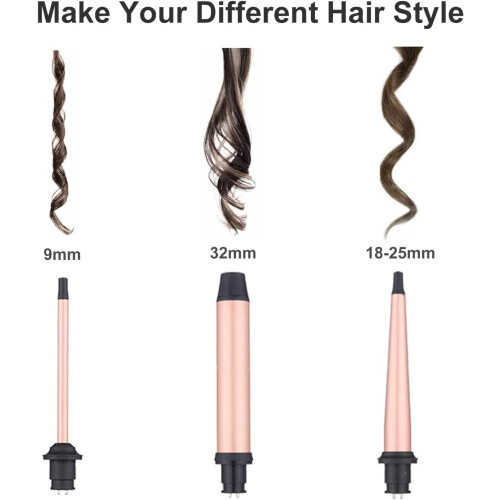 Curling Iron 3-in-1 Curler Set Wave Iron Multifunctional Interchangeable Ceramic Coating Curling Irons Quick Heating 1