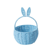 Easter Woven Bunny Basket Long Ears Bunny Storage Basket Tote Bag Easter Eggs Storage Basket Easter Gift Storage Tote Bag(Blue)