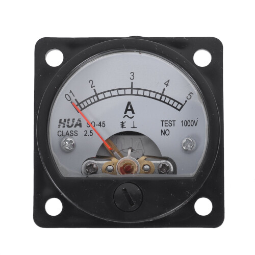 Class 2.5 Accuracy AC 0-5A Analog Panel Round Meter Ammeter Meter Black 1