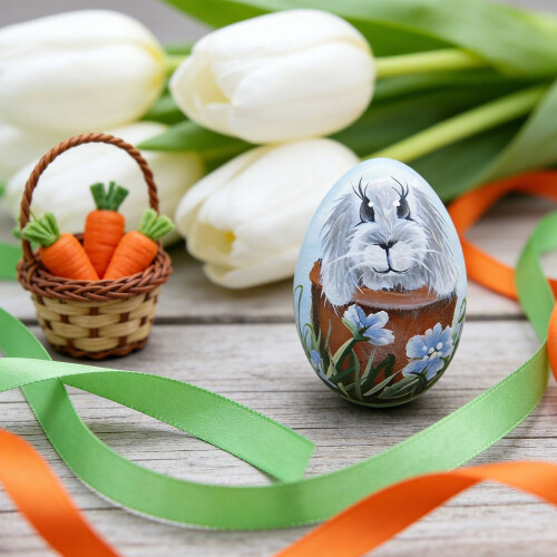 Hand-Painted Resin Easter Egg Ornament 1.6 x 2.4 in